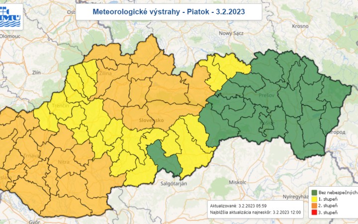 Na Slovensku platí výstraha pred snežením, poľadovicou i veľmi silným vetrom