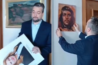 Odstránil vlajku EÚ a portrét prezidentky nahradil portrétom Che Guevaru