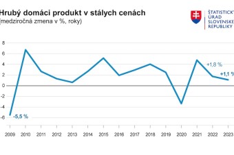 Slovenská ekonomika vlani rástla o 1,1 percenta, spotreba domácností sa prepadla