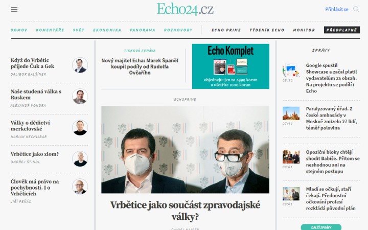 České vydavateľstvo Echo Media, ktoré stojí za denníkom Echo24 a Týdeníkom Echo,
