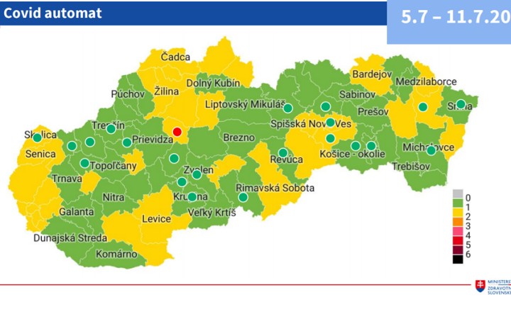 Väčšina bude od pondelka v zelenej farbe, kde platia veľmi mierne opatrenia